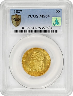 image for: 1827 Capped Head Left Half Eagle. BD-1. Rarity-5+. MS-64+ (PCGS). CMQ.