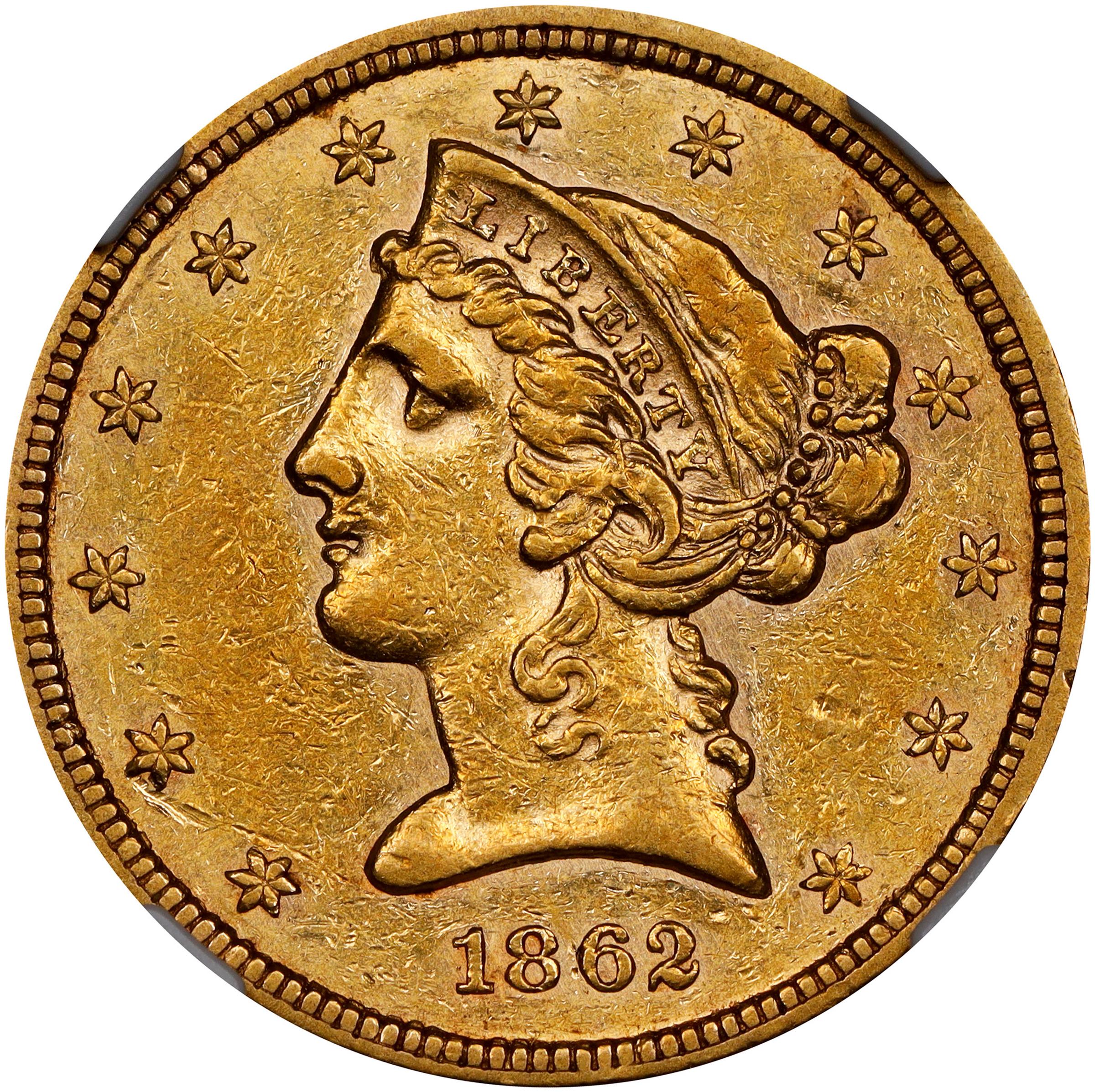image for: 1862 Liberty Head Half Eagle. AU-53 (NGC).
