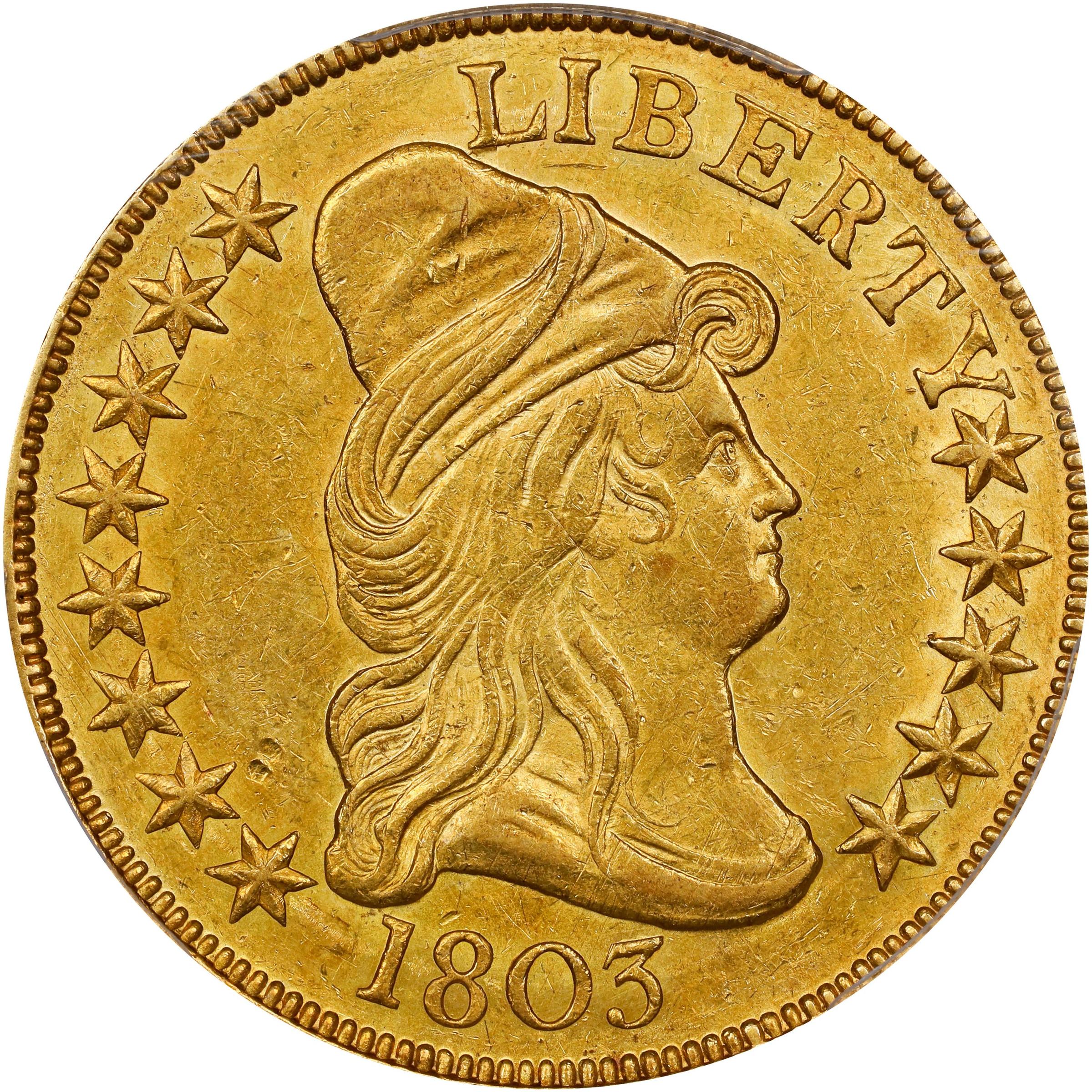 image for: 1803 Capped Bust Right Eagle. BD-5, Taraszka-30. Rarity-4+. Large Reverse Stars, Extra Star. AU-58 (PCGS). CMQ.
