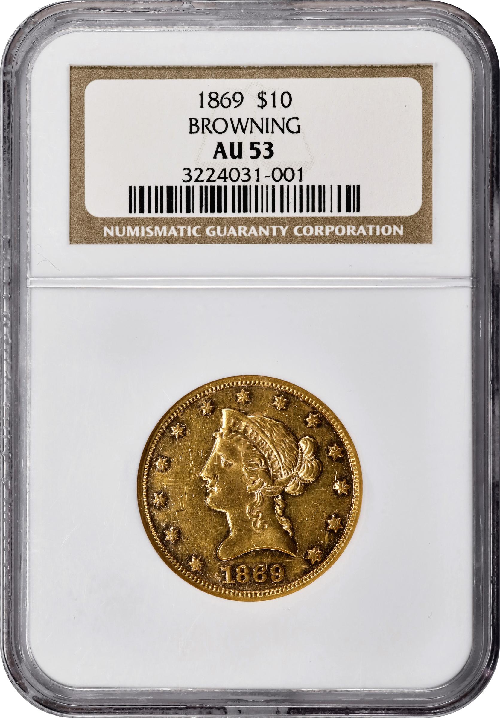 image for: 1869 Liberty Head Eagle. AU-53 (NGC).