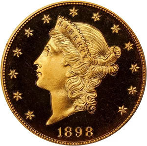 image for: 1898 Liberty Head Double Eagle. JD-1. Rarity-5. Proof-65 Deep Cameo (PCGS). CMQ.