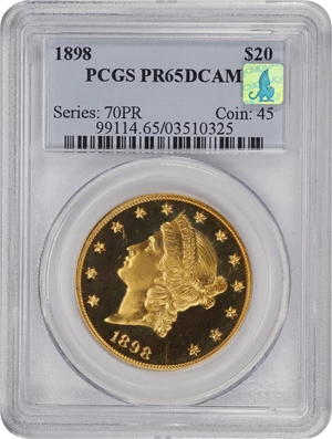 image for: 1898 Liberty Head Double Eagle. JD-1. Rarity-5. Proof-65 Deep Cameo (PCGS). CMQ.