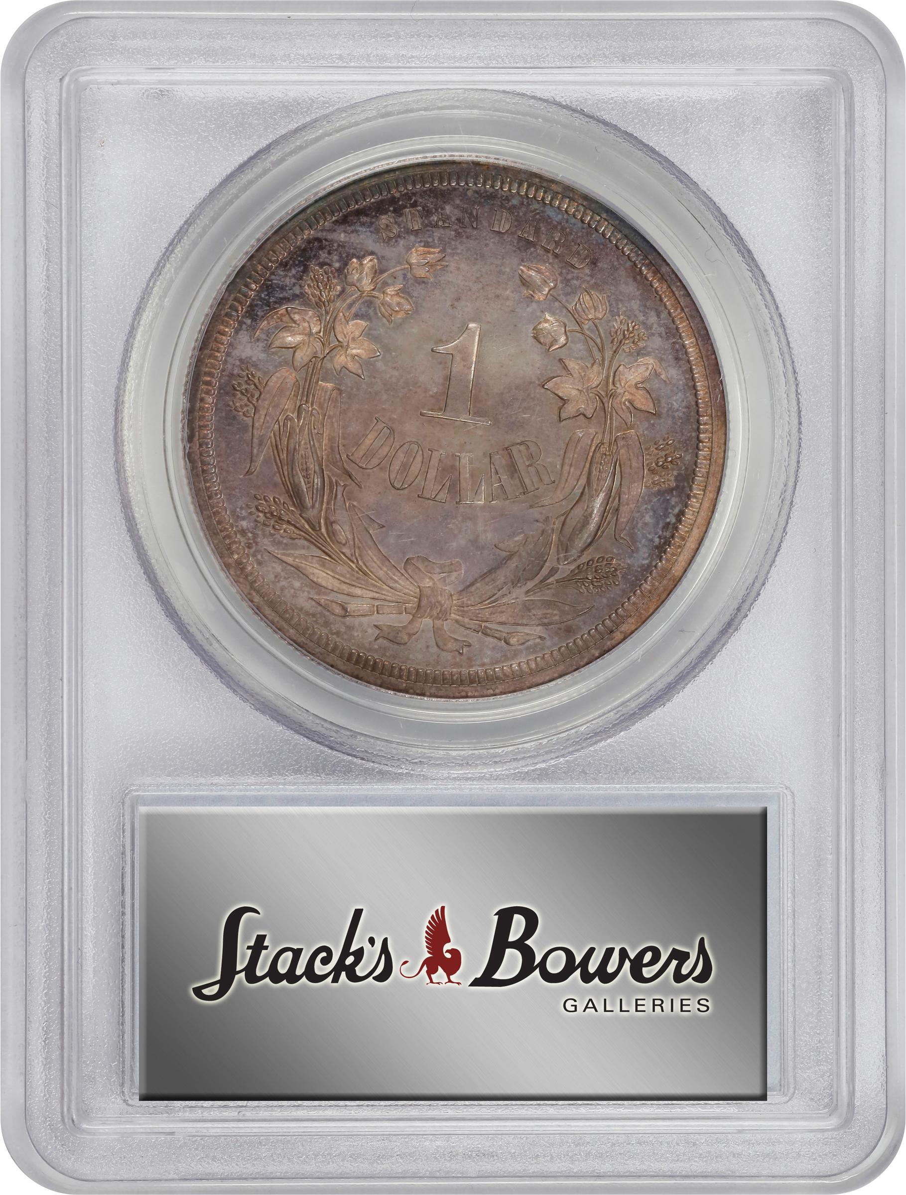 image for: 1871 Pattern Dollar. Judd-1133, Pollock-1270. Rarity-6+. Silver. Reeded Edge. Proof-64 (PCGS).