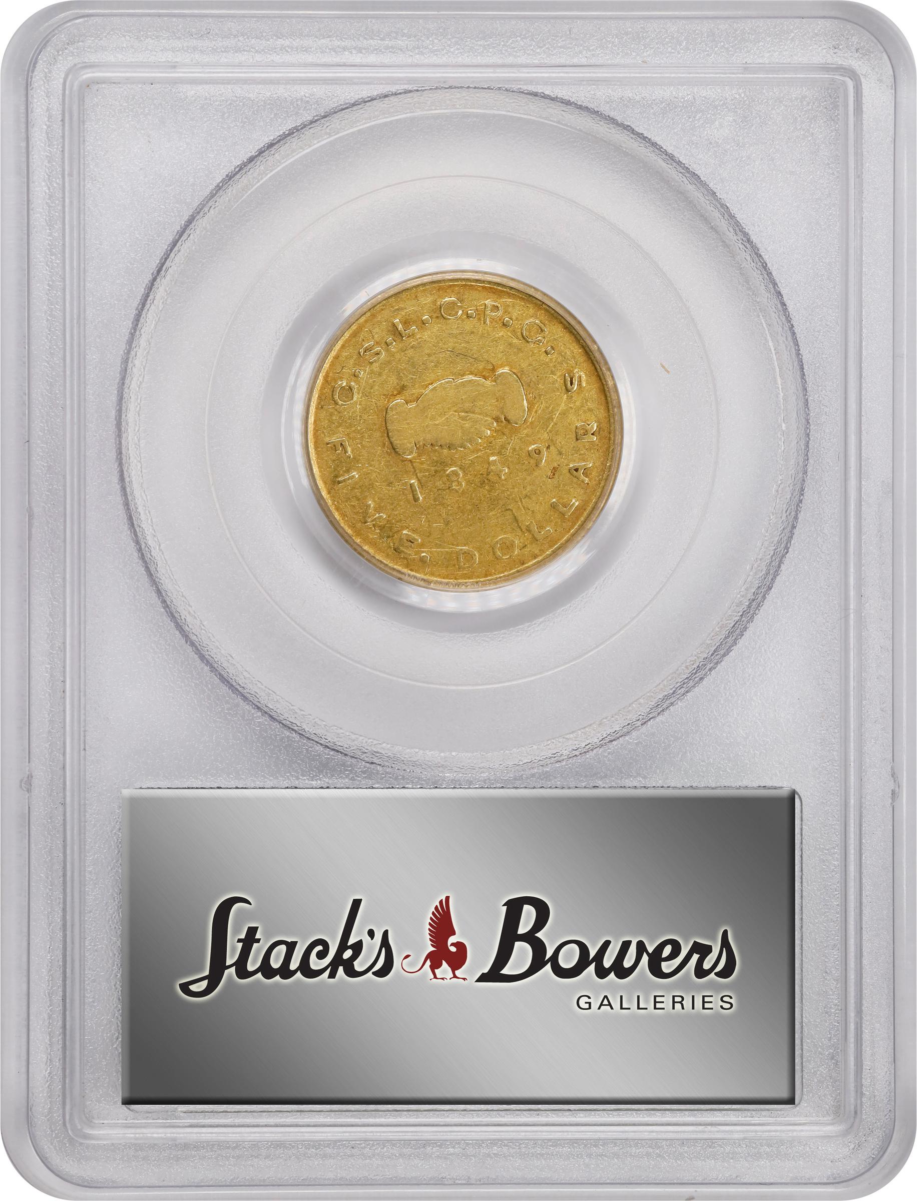 image for: 1849 Mormon $5. K-2. Rarity-4. EF-40 (PCGS). CMQ. OGH.