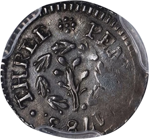 image for: 1783 John Chalmers Threepence. W-1760. Rarity-5. AU-50 (PCGS).