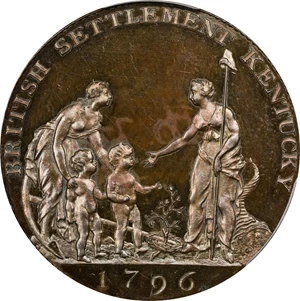 image for: 1796 Myddelton / Copper Company of Upper Canada Halfpenny Token Muling. Breton-722, W-8910. Copper. Proof-62 BN (PCGS).