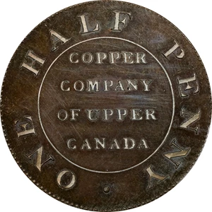 image for: 1796 Myddelton / Copper Company of Upper Canada Halfpenny Token Muling. Breton-722, W-8910. Copper. Proof-62 BN (PCGS).