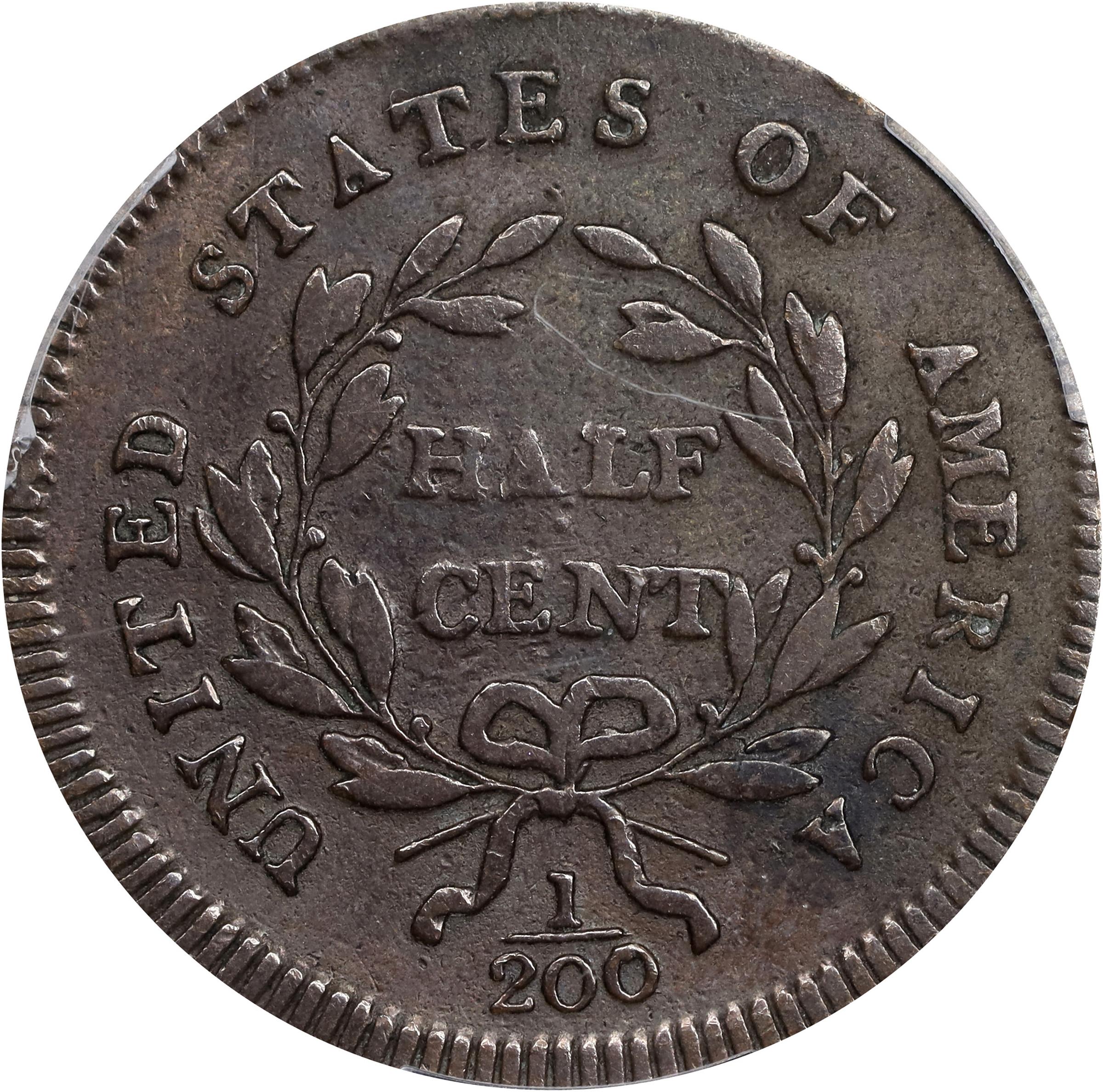 image for: 1795 Liberty Cap Half Cent. C-1. Rarity-2. Lettered Edge, With Pole. Fine-15 (PCGS).