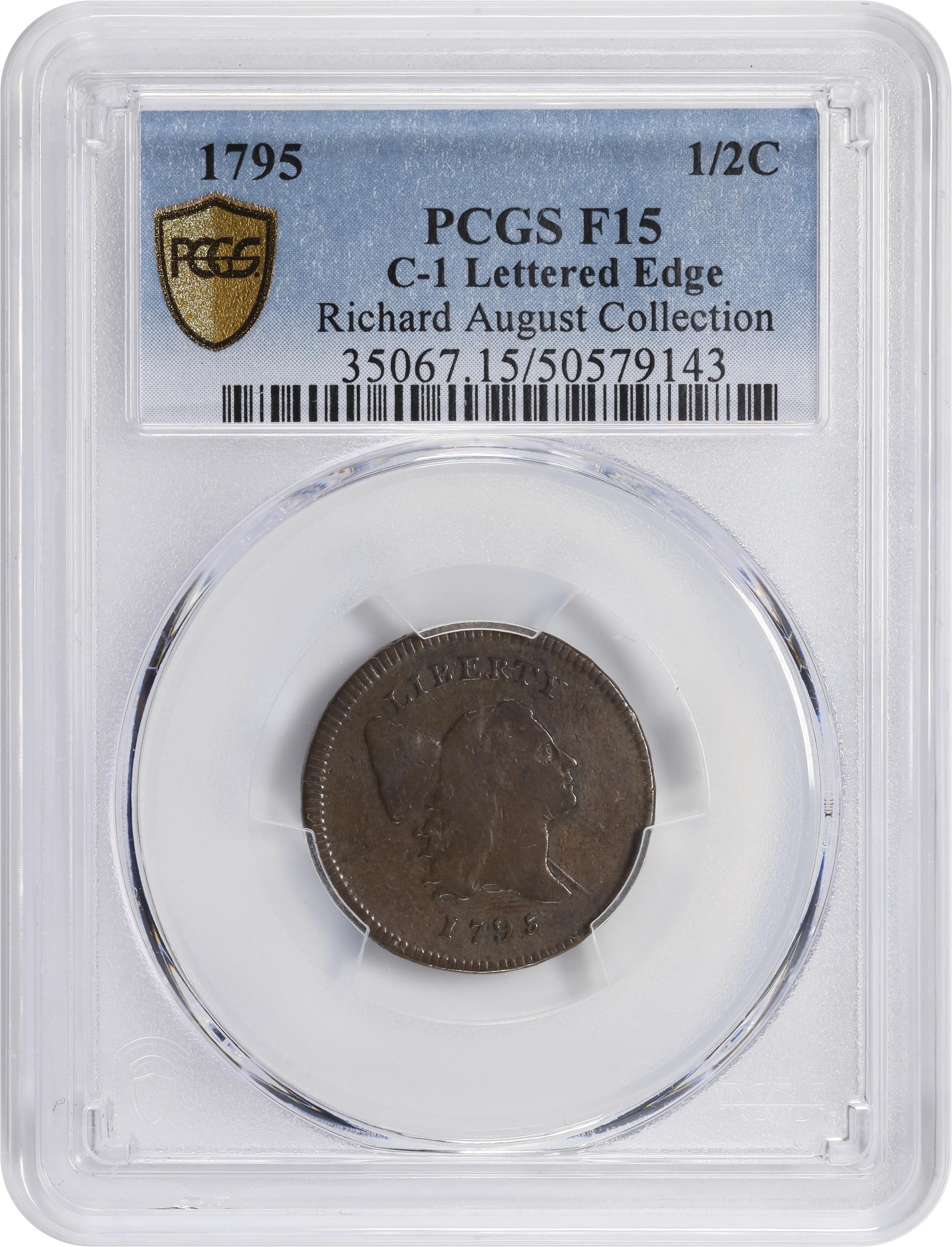 image for: 1795 Liberty Cap Half Cent. C-1. Rarity-2. Lettered Edge, With Pole. Fine-15 (PCGS).