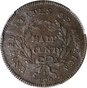 image for: 1795 Liberty Cap Half Cent. C-2a. Rarity-3. Lettered Edge, Punctuated Date. Fine-15 (PCGS).