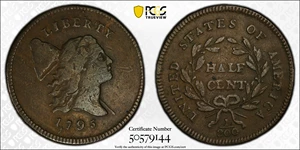 image for: 1795 Liberty Cap Half Cent. C-2a. Rarity-3. Lettered Edge, Punctuated Date. Fine-15 (PCGS).