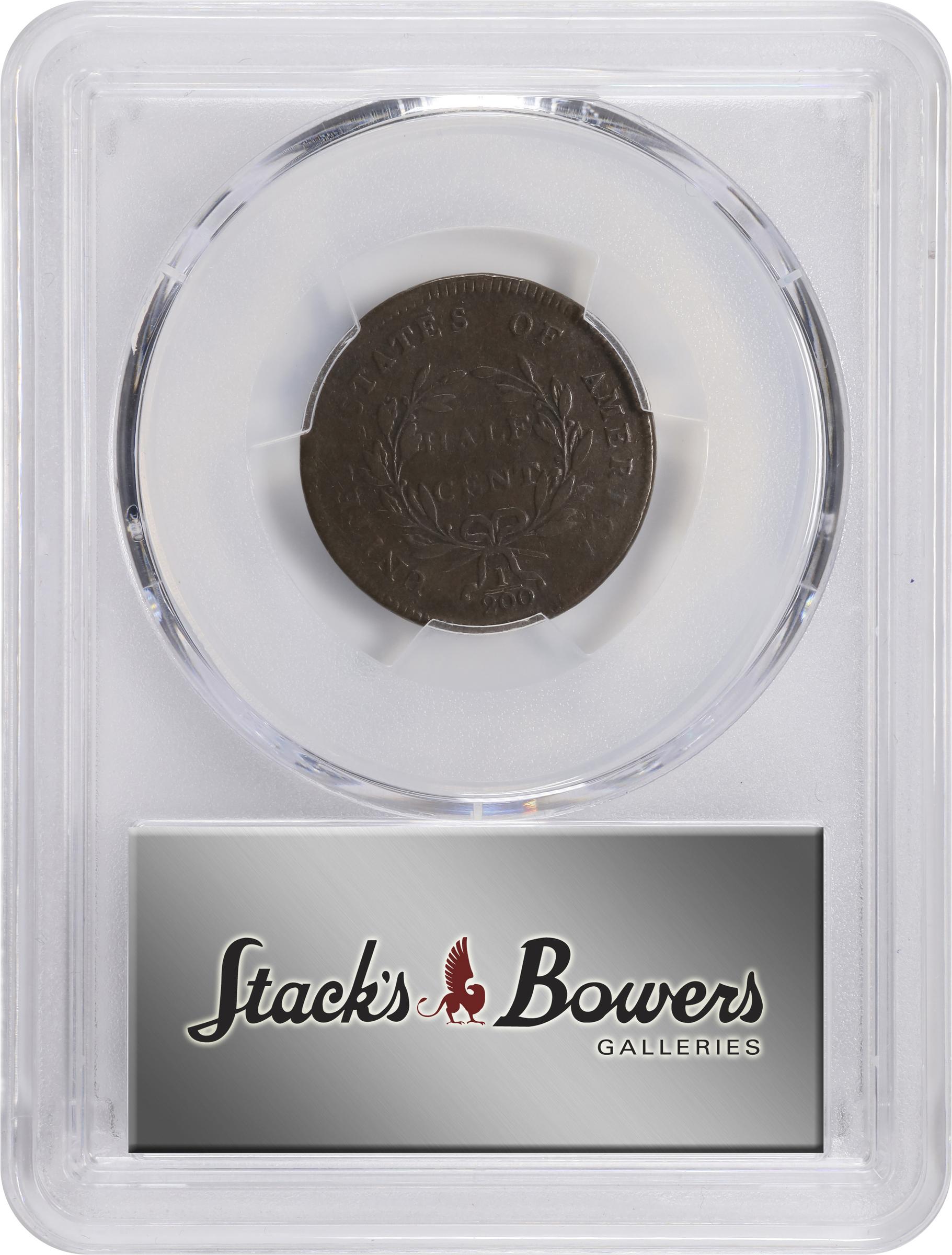 image for: 1797 Liberty Cap Half Cent. C-1. Rarity-2. 1 Above 1, Plain Edge. VF-30 (PCGS).