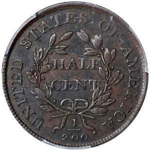 image for: 1808/7 Draped Bust Half Cent. C-2. Rarity-2. EF-45 (PCGS).