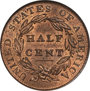 image for: 1835 Classic Head Half Cent. C-1. Rarity-1. MS-64 RD (PCGS). CAC. OGH.