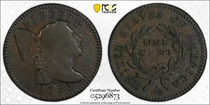 image for: 1795 Liberty Cap Cent. S-75, B-3. Rarity-3. Lettered Edge. VF-25 (PCGS).