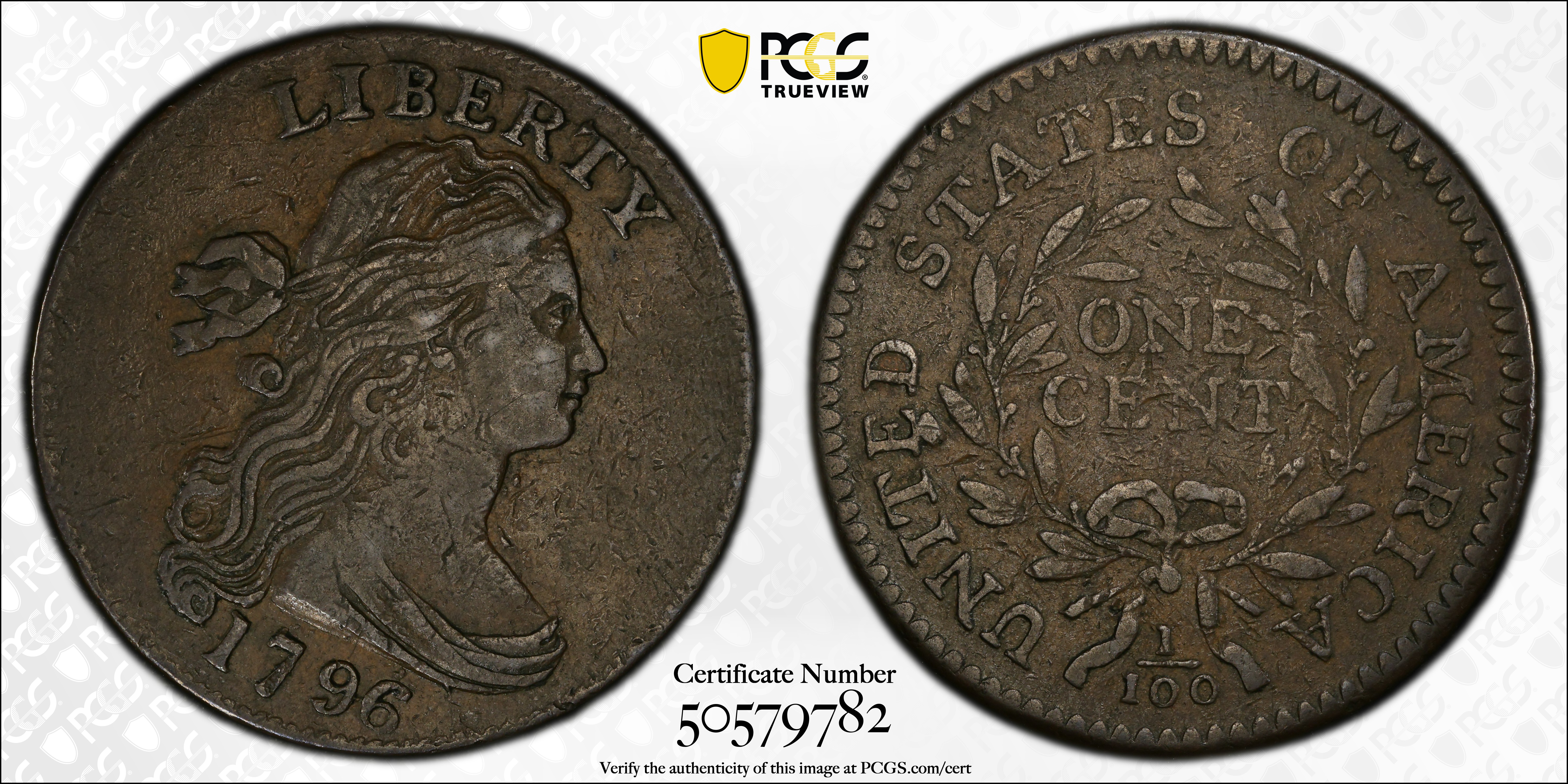 image for: 1796 Draped Bust Cent. S-110, B-16. Rarity-3. Reverse of 1794. VF-25 (PCGS).