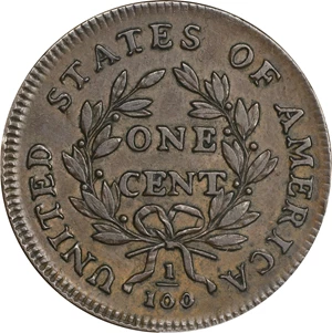 image for: 1798 Draped Bust Cent. S-174, B-35. Rarity-2. Style II Hair. AU-50 (PCGS).