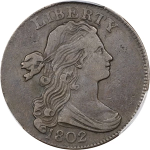image for: 1802 Draped Bust Cent. S-228, B-4. Rarity-2. Fraction 1/000. VF-30 (PCGS).