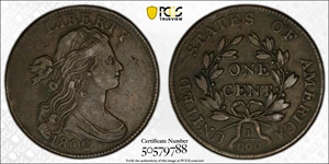 image for: 1802 Draped Bust Cent. S-228, B-4. Rarity-2. Fraction 1/000. VF-30 (PCGS).