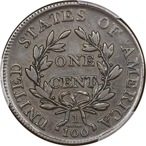image for: 1807 Draped Bust Cent. S-276, B-6. Rarity-1. Large Fraction. EF-45 (PCGS).