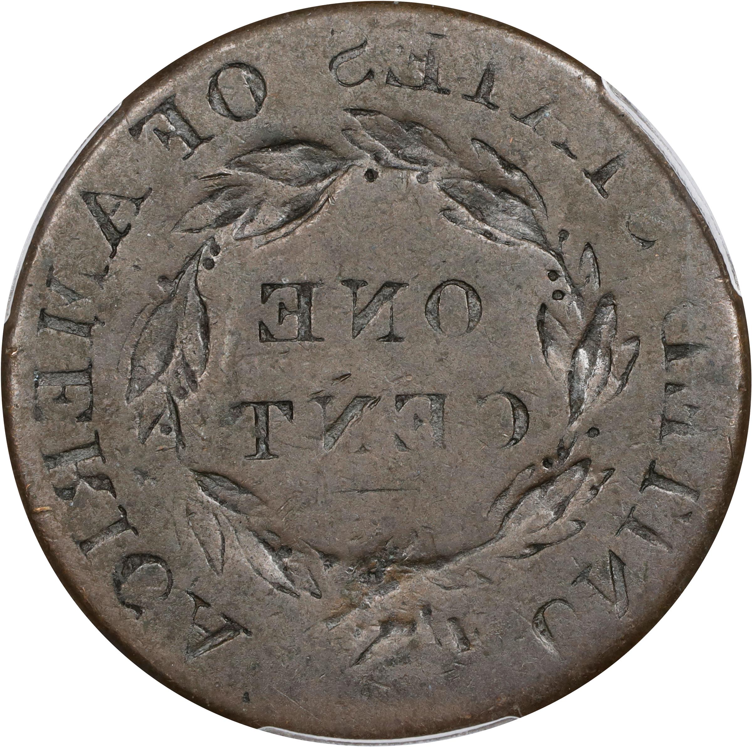 image for: Undated (1812) Classic Head Cent. S-290, B-2. Rarity-1. Small Date. Full Brockage on Obverse. AG-3 (PCGS).