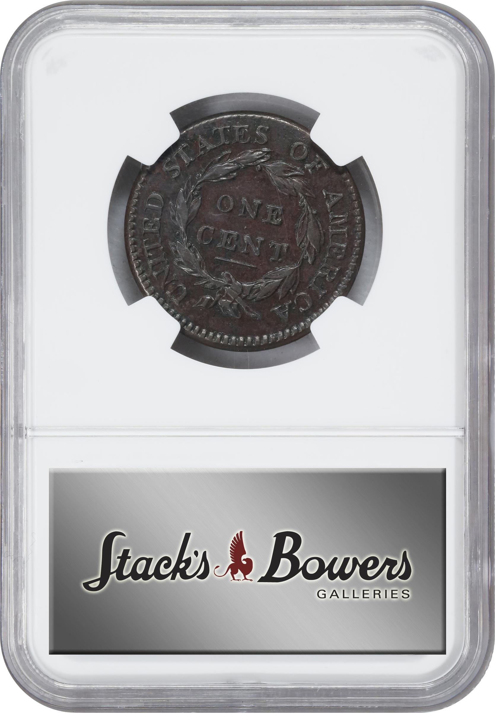 image for: 1814 Classic Head Cent. S-294, B-1. Rarity-1. Crosslet 4. AU-53 BN (NGC).