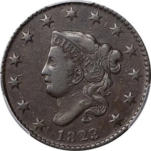 image for: 1823/2 Matron Head Cent. N-1. Rarity-2. VF-30 (PCGS).