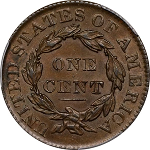 image for: 1832 Matron Head Cent. N-3. Rarity-1. Large Letters. MS-62 BN (PCGS).
