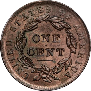 image for: 1838 Modified Matron Head Cent. N-3. Rarity-1. MS-64 BN (PCGS).