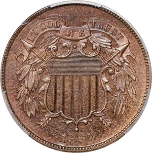 image for: 1867 Two-Cent Piece. Proof-65+ BN (PCGS).