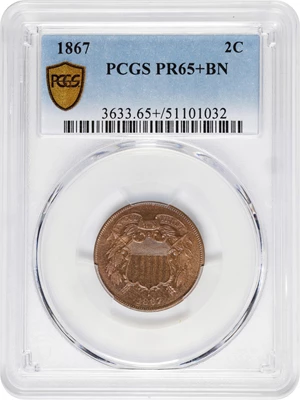 image for: 1867 Two-Cent Piece. Proof-65+ BN (PCGS).