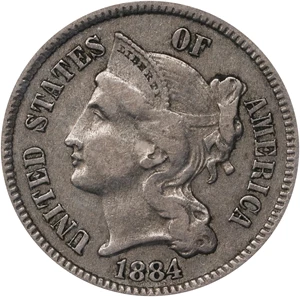 image for: 1884 Nickel Three-Cent Piece. EF-40 (PCGS). CAC.