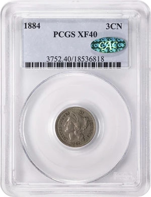 image for: 1884 Nickel Three-Cent Piece. EF-40 (PCGS). CAC.
