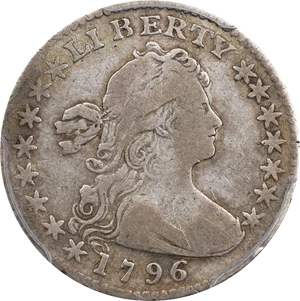image for: 1796 Draped Bust Half Dime. LM-1, V-1. Rarity-3. LIKERTY. Fine-15 (PCGS). CAC.