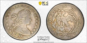 image for: 1796 Draped Bust Half Dime. LM-1, V-1. Rarity-3. LIKERTY. Fine-15 (PCGS). CAC.