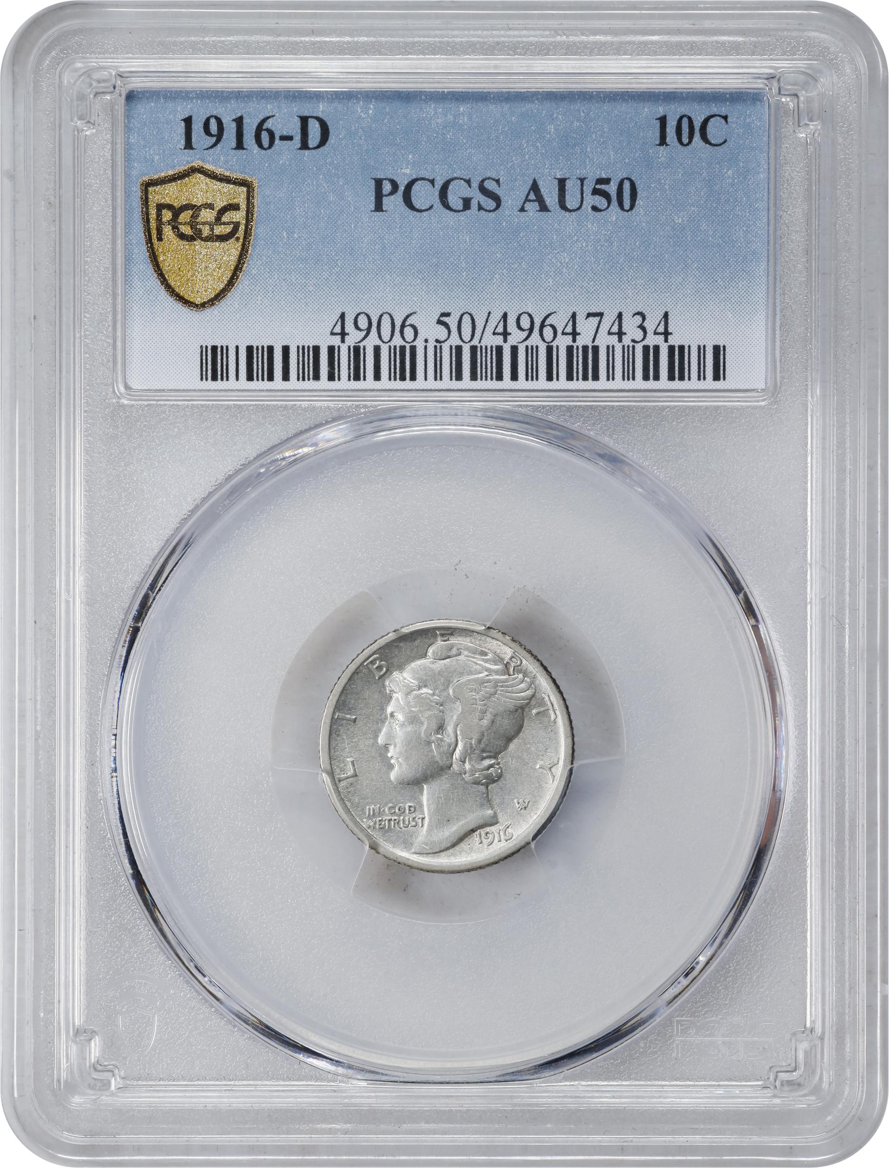 1916-D 10c AU50 thumbnail 3