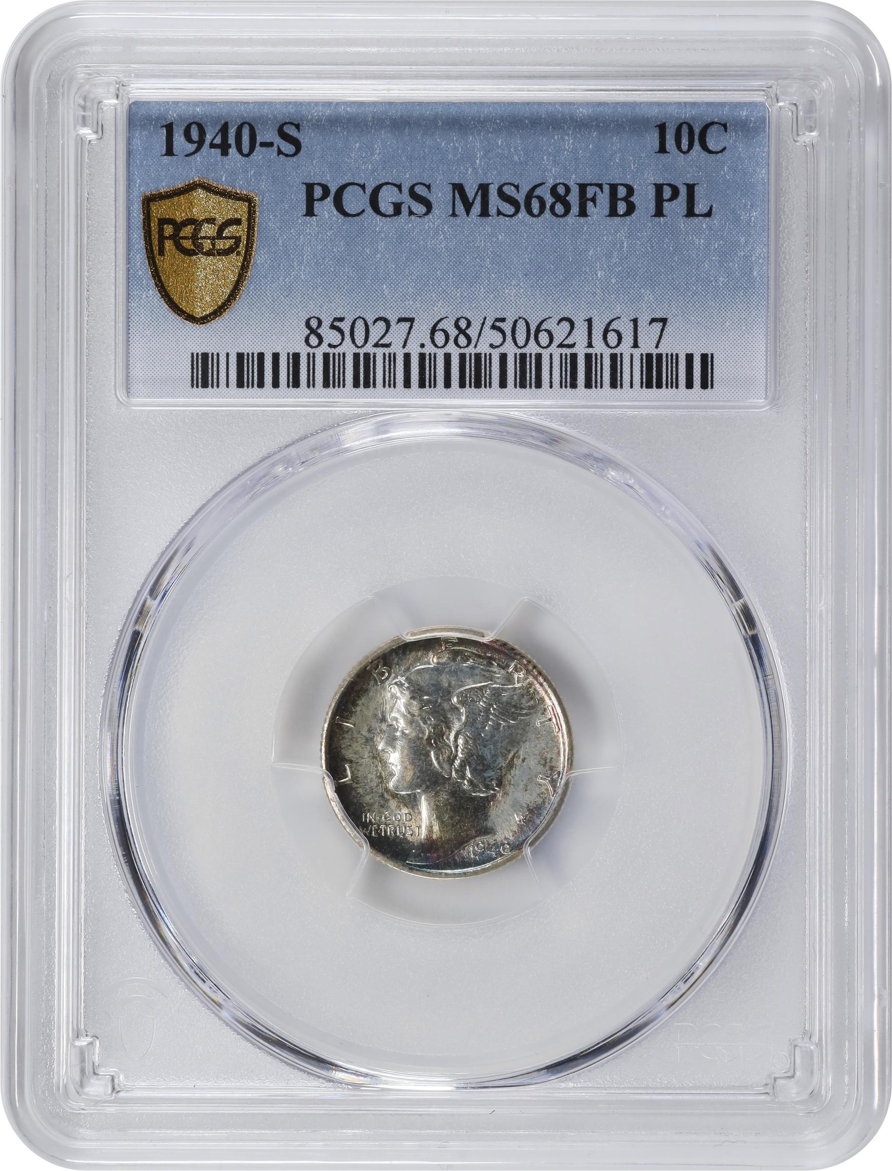 image for: 1940-S Mercury Dime. MS-68 FB PL (PCGS).