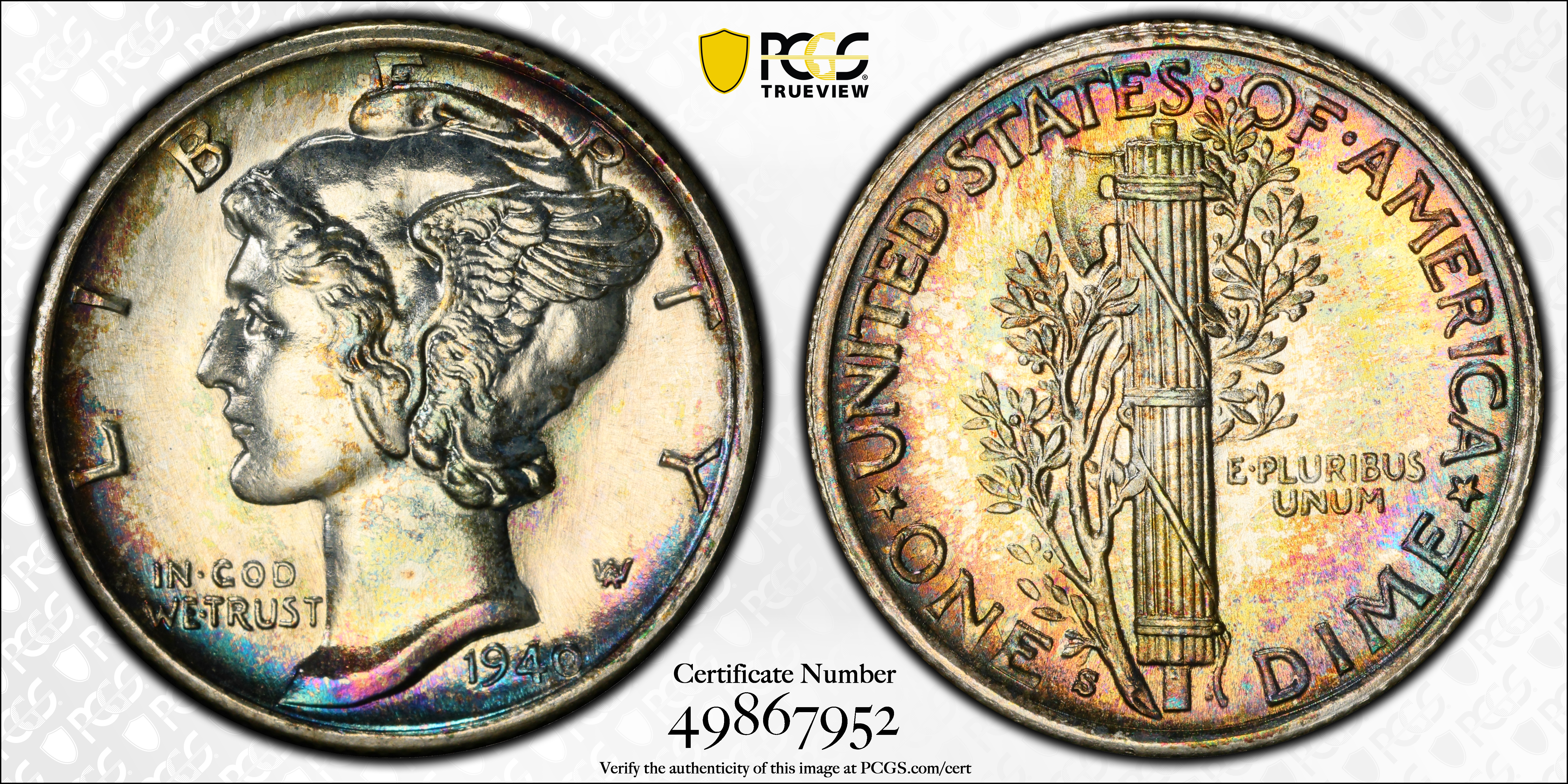 image for: 1940-S Mercury Dime. MS-68 FB PL (PCGS).