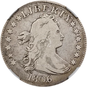 image for: 1806/5 Draped Bust Quarter. B-1. Rarity-2. Fine-15 (NGC).