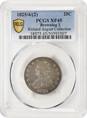 image for: 1825/4/2 Capped Bust Quarter. B-2. Rarity-2. EF-45 (PCGS).