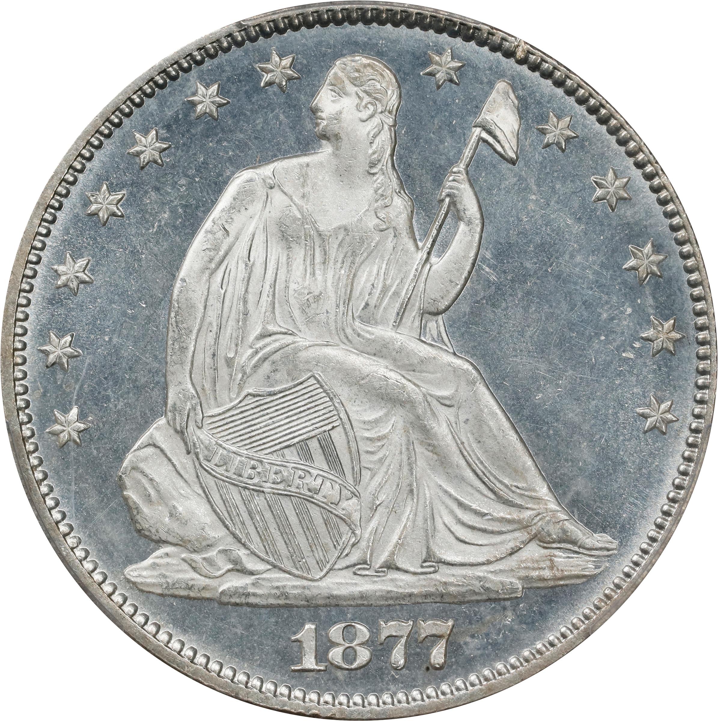 image for: 1877 Liberty Seated Half Dollar. WB-103. Type II Reverse. MS-66 PL (PCGS).