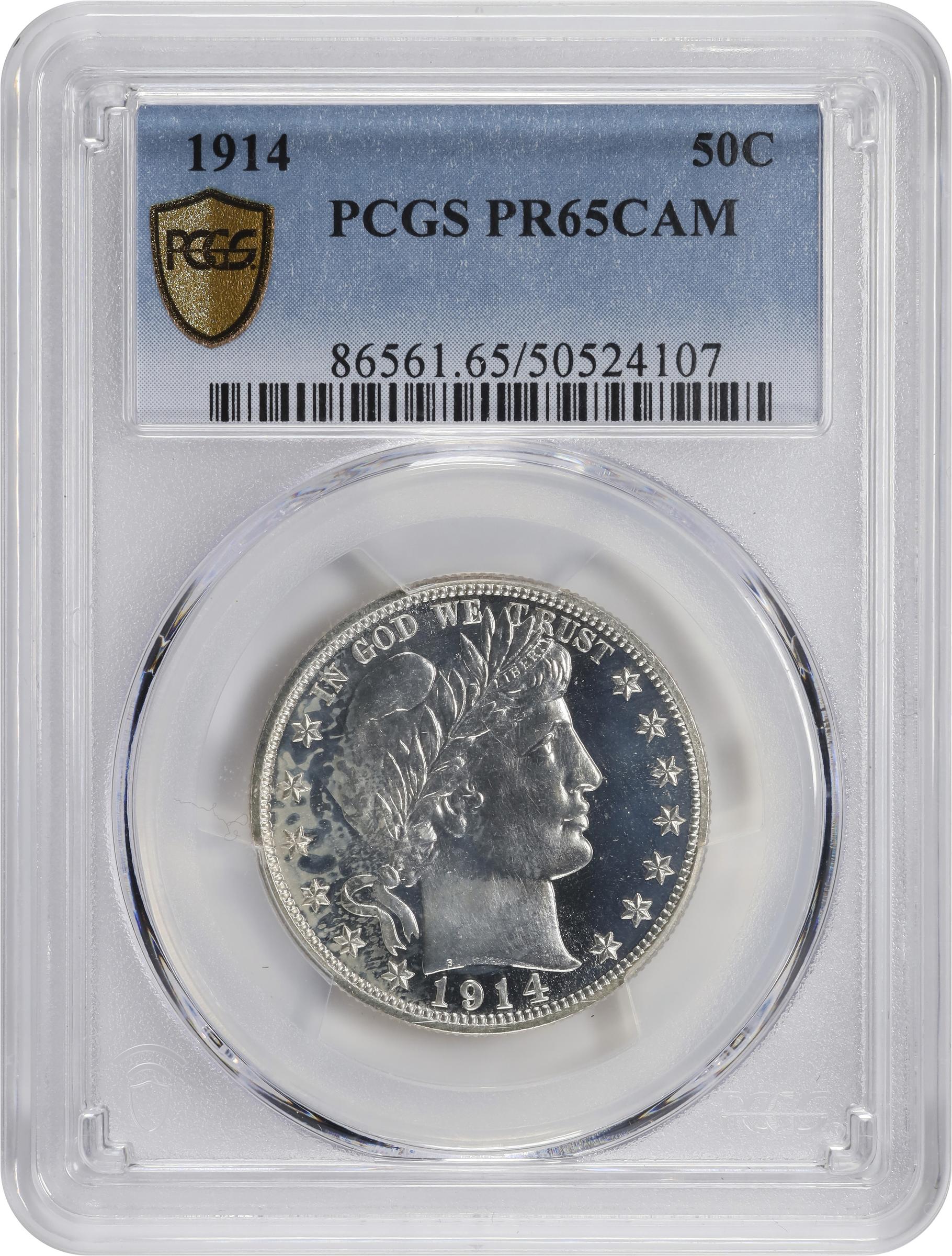 image for: 1914 Barber Half Dollar. Proof-65 Cameo (PCGS).