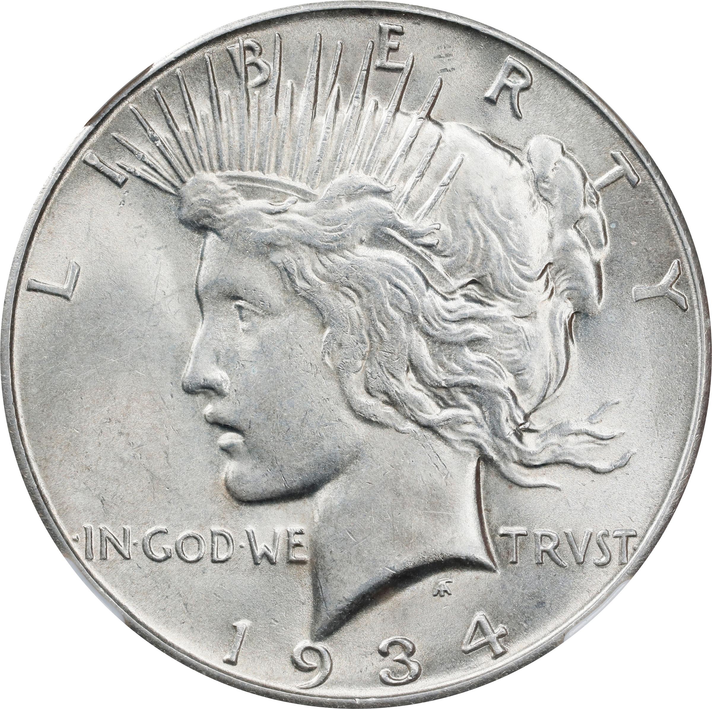 1934-S Peace Silver Dollar. MS-61 (NGC).