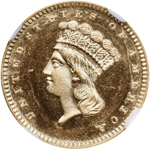 image for: 1889 Gold Dollar. JD-1. Rarity-5. Centered Date. Proof-63 Cameo (NGC).