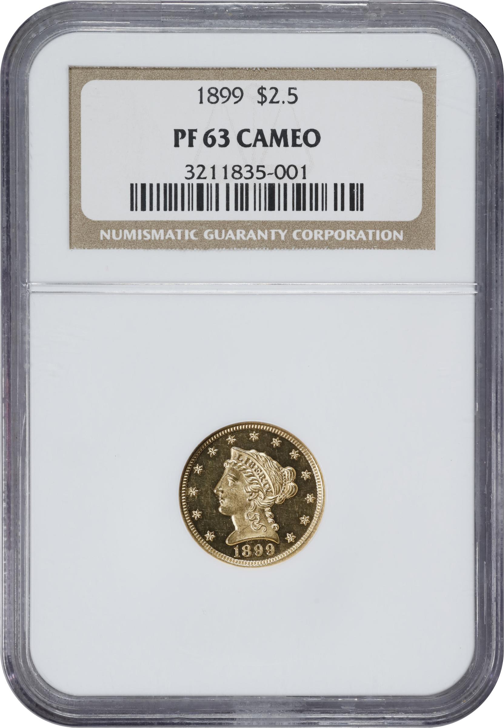 image for: 1899 Liberty Head Quarter Eagle. JD-1. Rarity-4. Proof-63 Cameo (NGC).