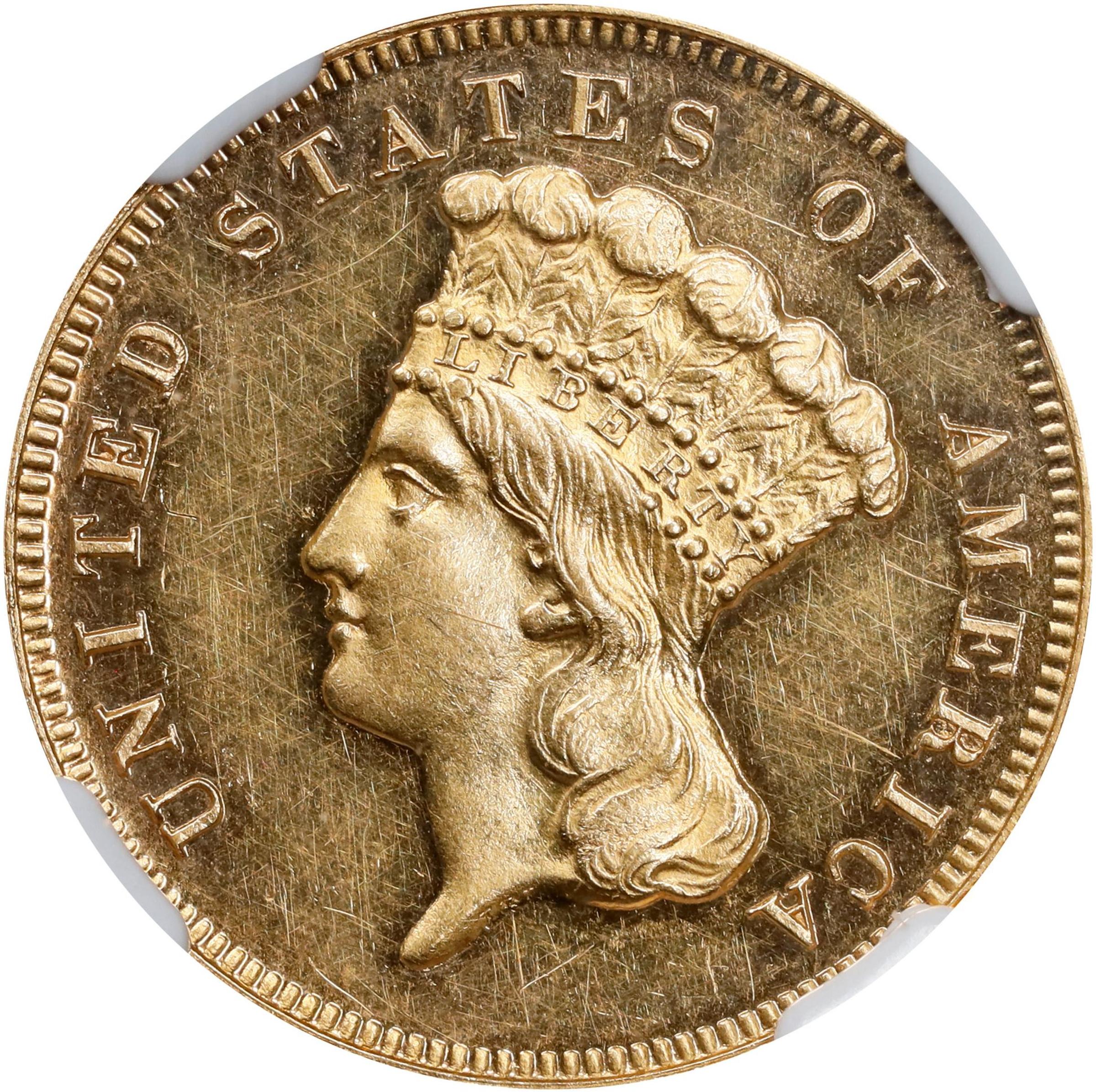 image for: 1868 Three-Dollar Gold Piece. JD-1. Rarity-6+. Proof-61 (NGC).