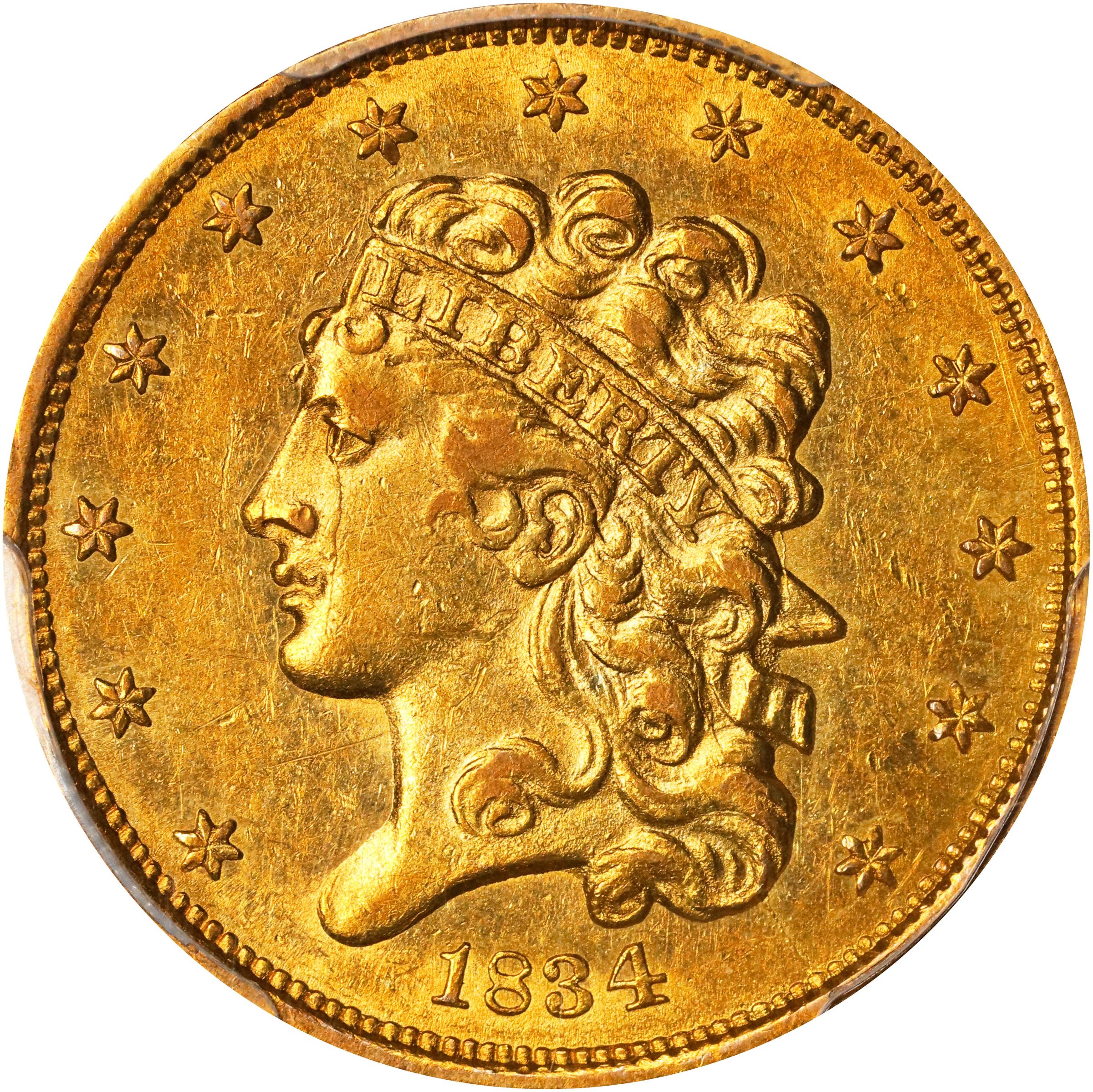 image for: 1834 Classic Head Half Eagle. HM-8. Rarity-4. AU-55 (PCGS).