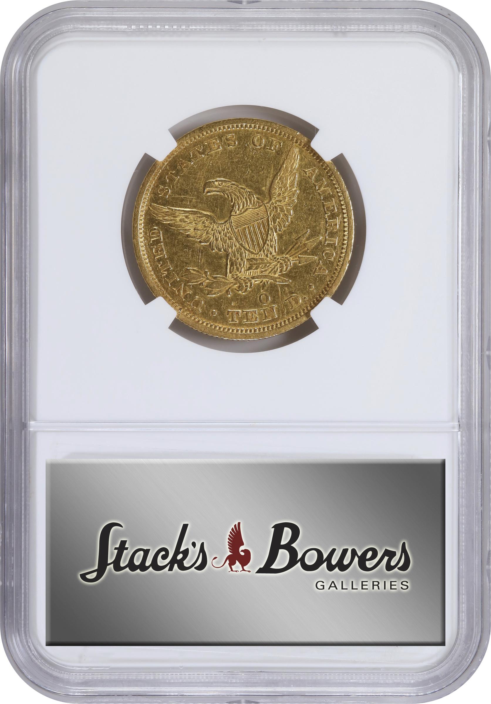 image for: 1845-O Liberty Head Eagle. Winter-1, VP-003. Repunched Date, 84/84. AU-53 (NGC).