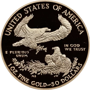 image for: 2020-W One-Ounce Gold Eagle. 75th Anniversary of the End of World War II V75 Privy Mark. 1 of 1945 Struck. First Strike. Proof-69 Deep Cameo (PCGS).