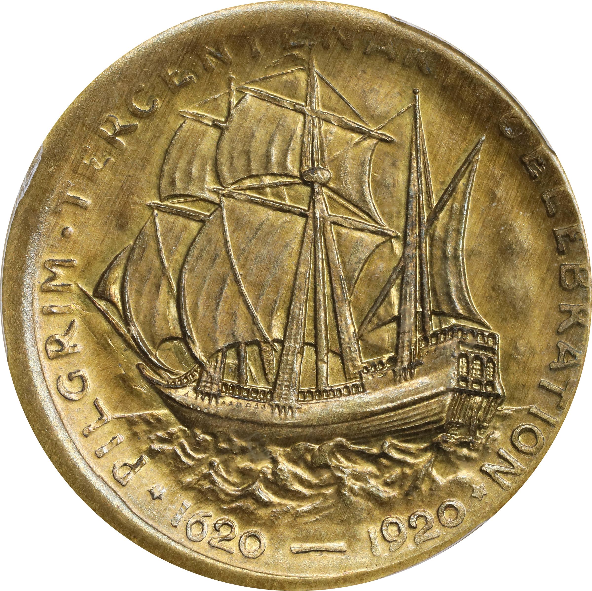 (1920) P50c Pilgrim Tercentenary, Brass, J-C1920-2, Pollock-7030 MS65 thumbnail 2